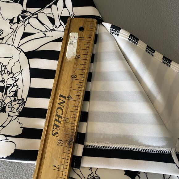 NWT EXPRESS Strapless Dress Pencil Stripe Floral Zip Stretch Women 8 Black White - Picture 9 of 14